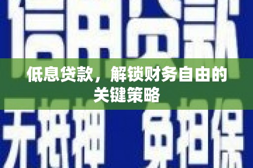 玉树低息贷款，解锁财务自由的关键策略