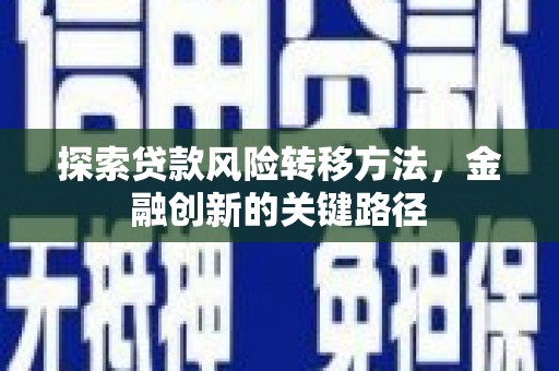 雨花台探索贷款风险转移方法，金融创新的关键路径