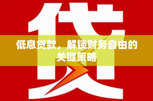 巴中低息贷款，解锁财务自由的关键策略