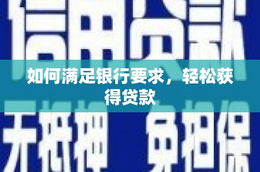 洛扎如何满足银行要求，轻松获得贷款