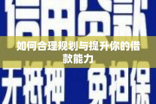 西畴如何合理规划与提升你的借款能力